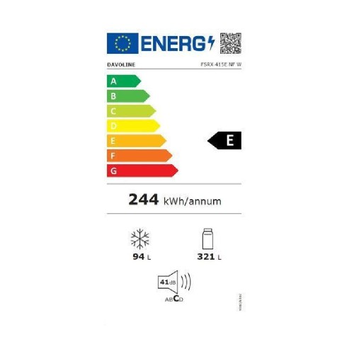 ΨΥΓΕΙΟ ΕΛΕΥΘΕΡΟ DAVOLINE FSRX 415E NF W (178x70x70 / E / ΛΕΥΚΟ / FNF / ΟΘΟΝΗ)